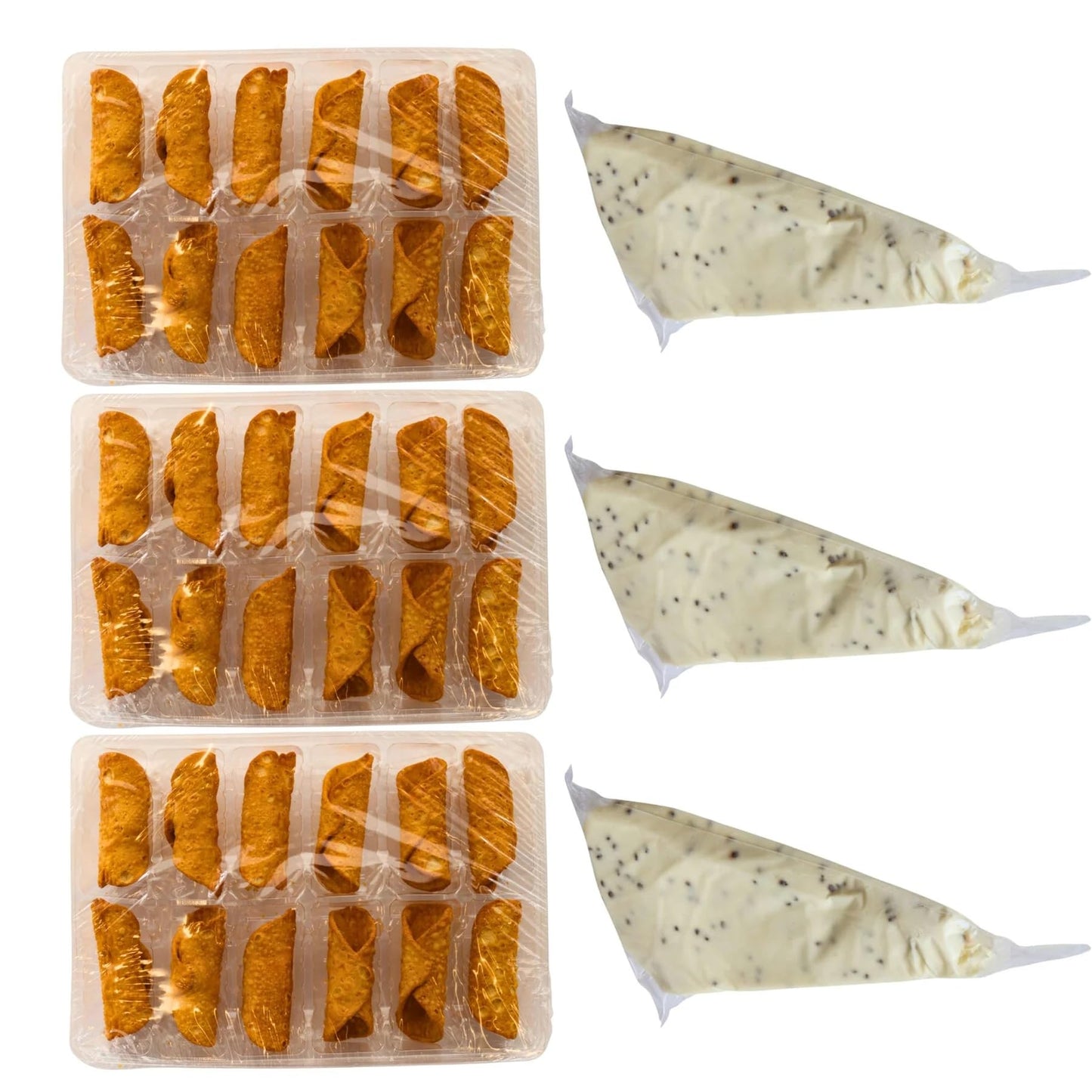 Brooklyn-Style Mini Cannoli DIY Kit - 36 Mini Cannoli Shells, Sweet Ricotta & Chocolate Chip Cannoli Cream, Powdered Sugar - Handcrafted by Chef