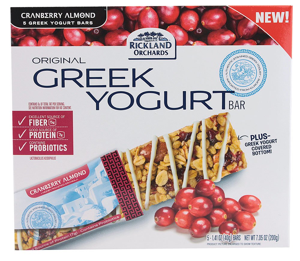 Rickland Orchards Greek Yogurt Covered Granola Bar, Cranberri Almond, 1.4 Ounce, 5 Count