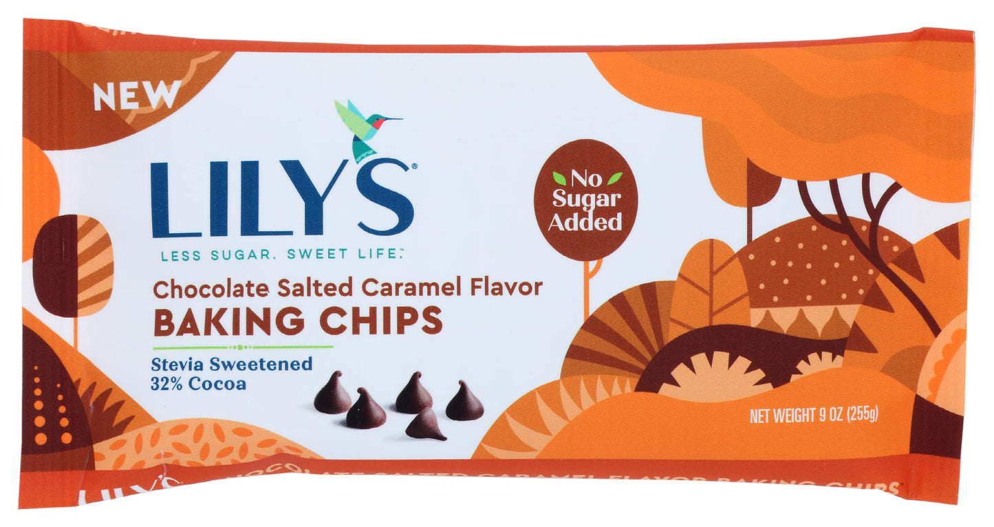 Lily's Sweets, 32% Cocoa Chocolate Salted Caramel Flavor Baking Chips, 9 Ounce