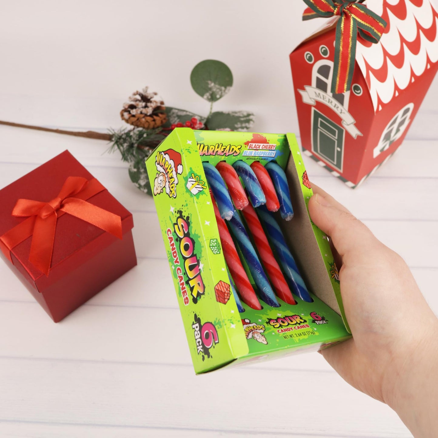 Sweetzo - Sour Christmas Candy Canes, Black Cherry and Blue Raspberry Flavored Treats, Holiday Party Favors, 2.64 Ounces Each (Pack of 4)