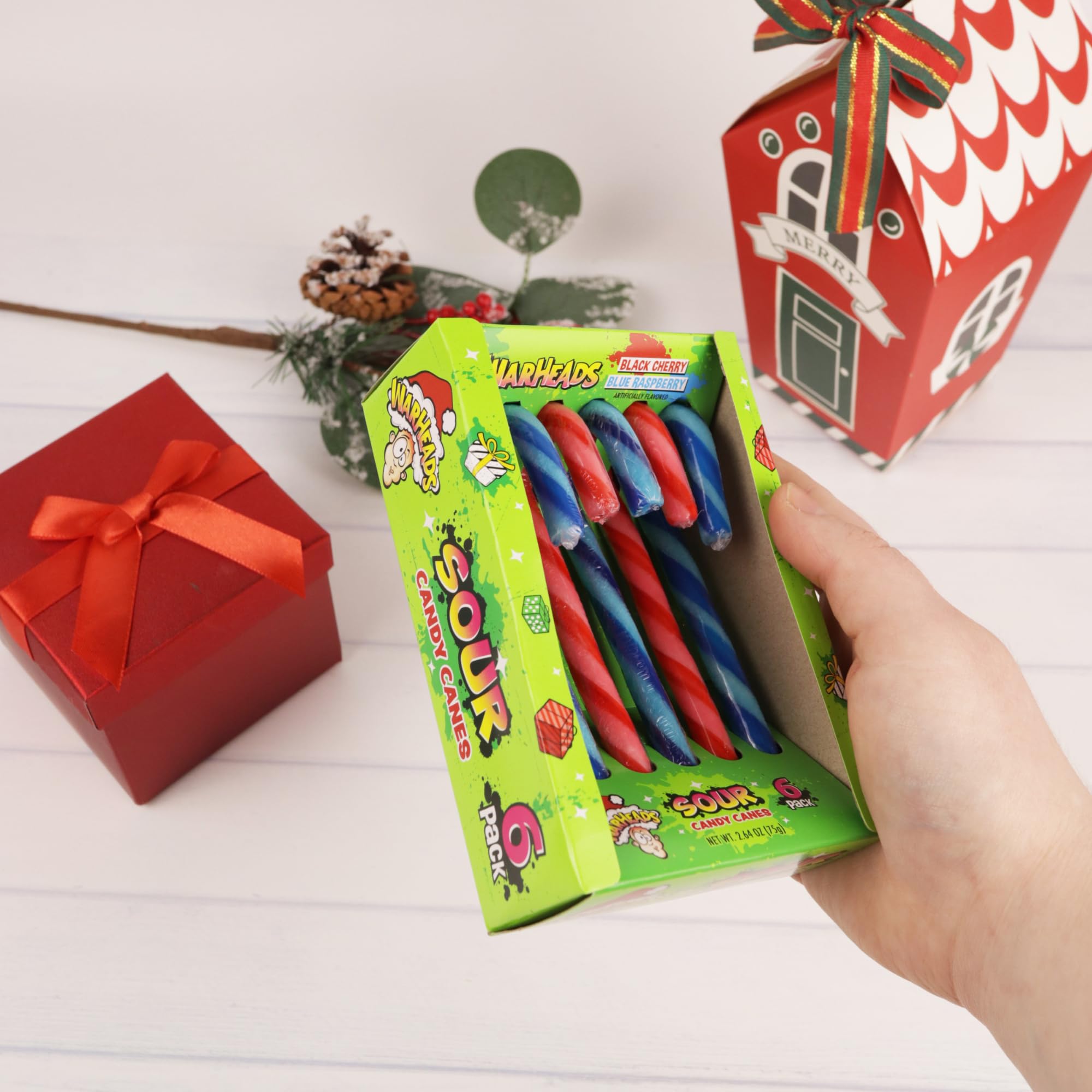 Sweetzo - Sour Christmas Candy Canes, Black Cherry and Blue Raspberry Flavored Treats, Holiday Party Favors, 2.64 Ounces Each (Pack of 4)