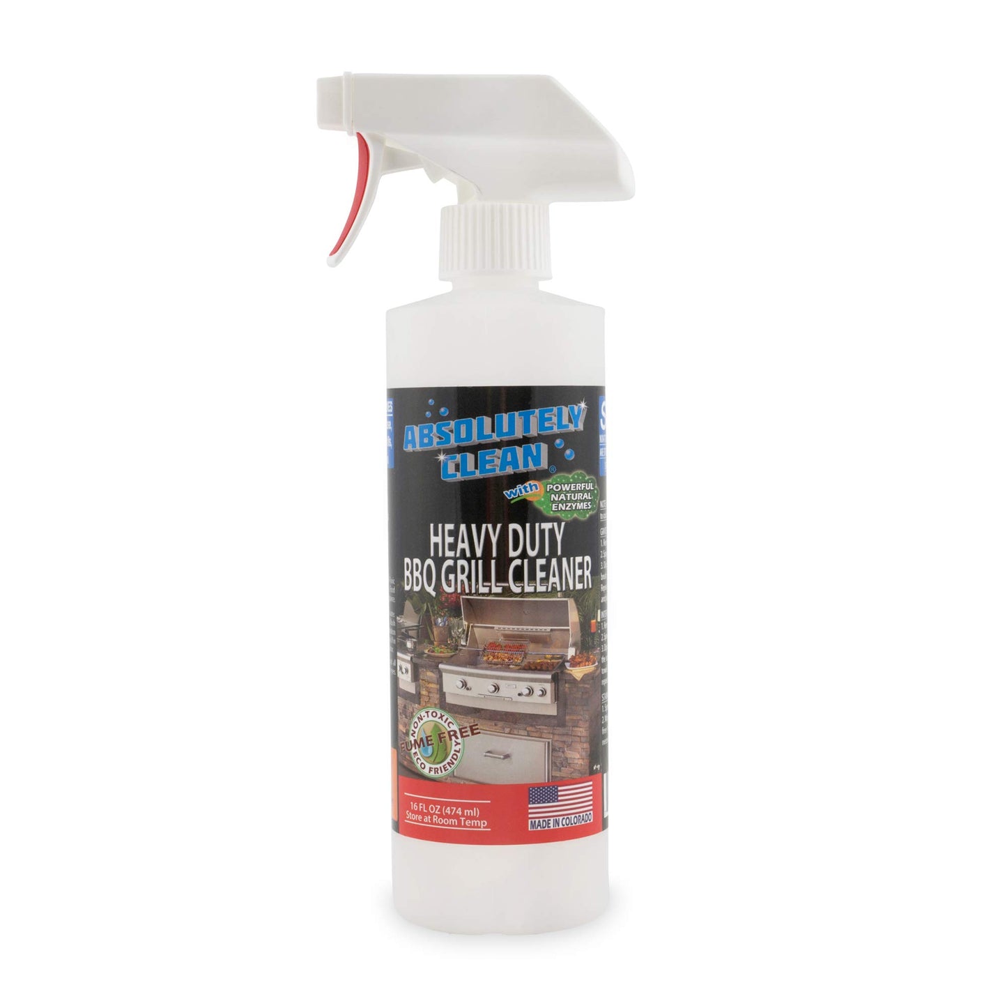 Absolutely Clean IT JUST WORKS GREAT as Grill Cleaner Spray! - Professional Strength, Natural Enzyme Formula - Fast Acting, Fume Free - USA Made (16oz