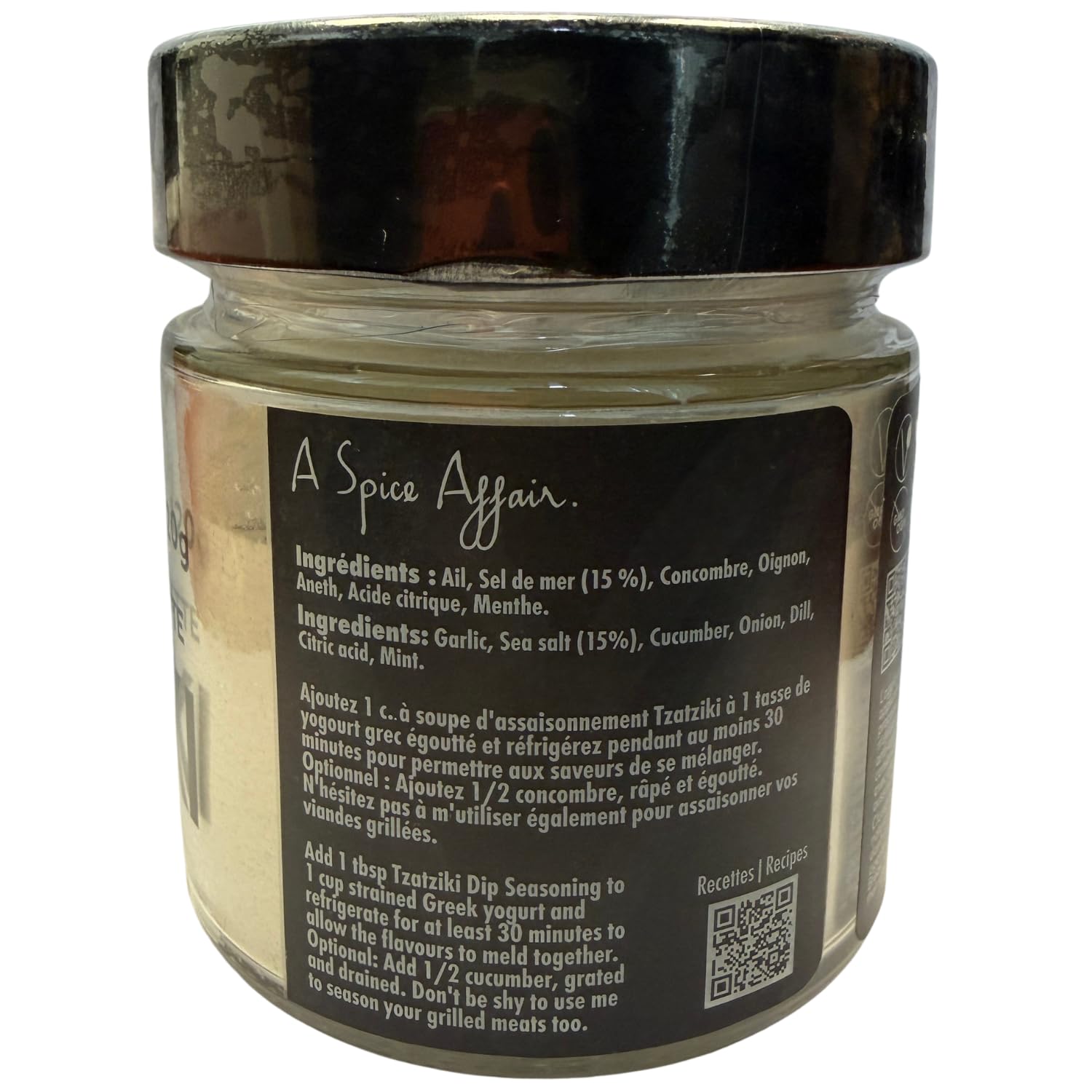 A Spice Affair Tzatziki Dip Seasoning | Creamy, Fresh Greek Yogurt Dip Mix | Cool, Garlicky & Herbaceous | Perfect for Dips, Sauces, Marinades