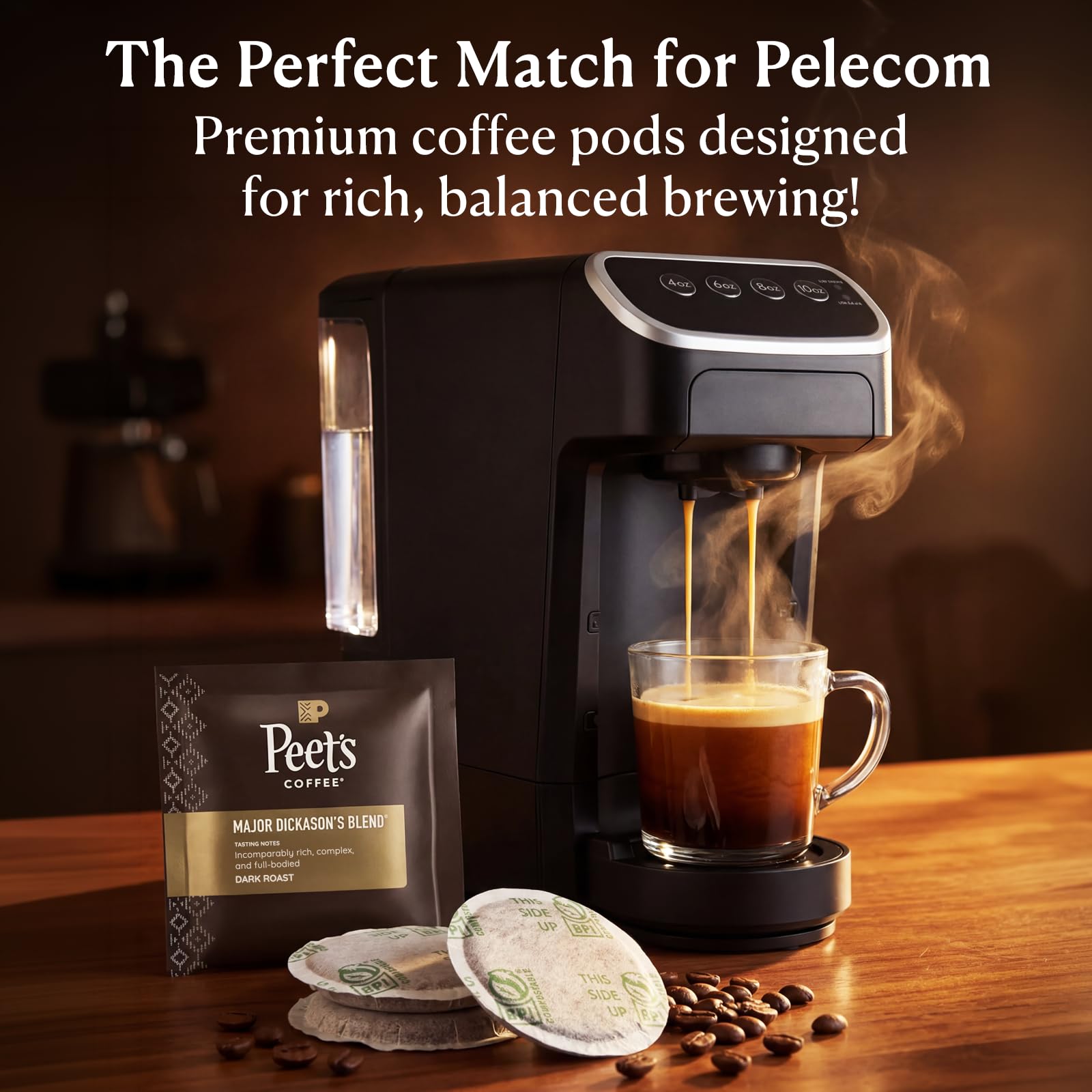 Peet’s Major Dickason’s Coffee Pods - 48 Count (3 Packs of 16) - Dark Roast with Bold, Rich Flavor and Smooth Finish - Compatible with Pelecom Coffee