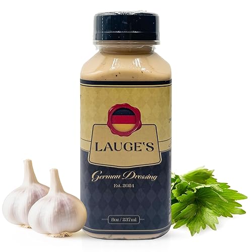 Lauge’s German Dressing - Creamy German Recipe with Organic High Oleic Sunflower Oil, Italian Vinegar & Fresh Garlic | Bold European Flavors | Dip