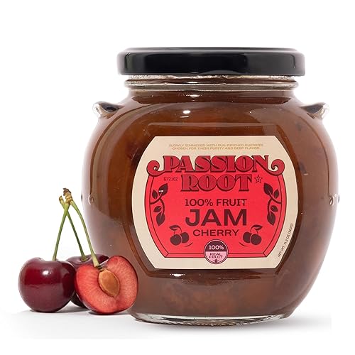 Passion Root Cherry Jam | All Natural Cherry Preserves with Real Fruit | No Added Sugar, No Preservatives, Non GMO, Gluten Free, Kosher Certified |