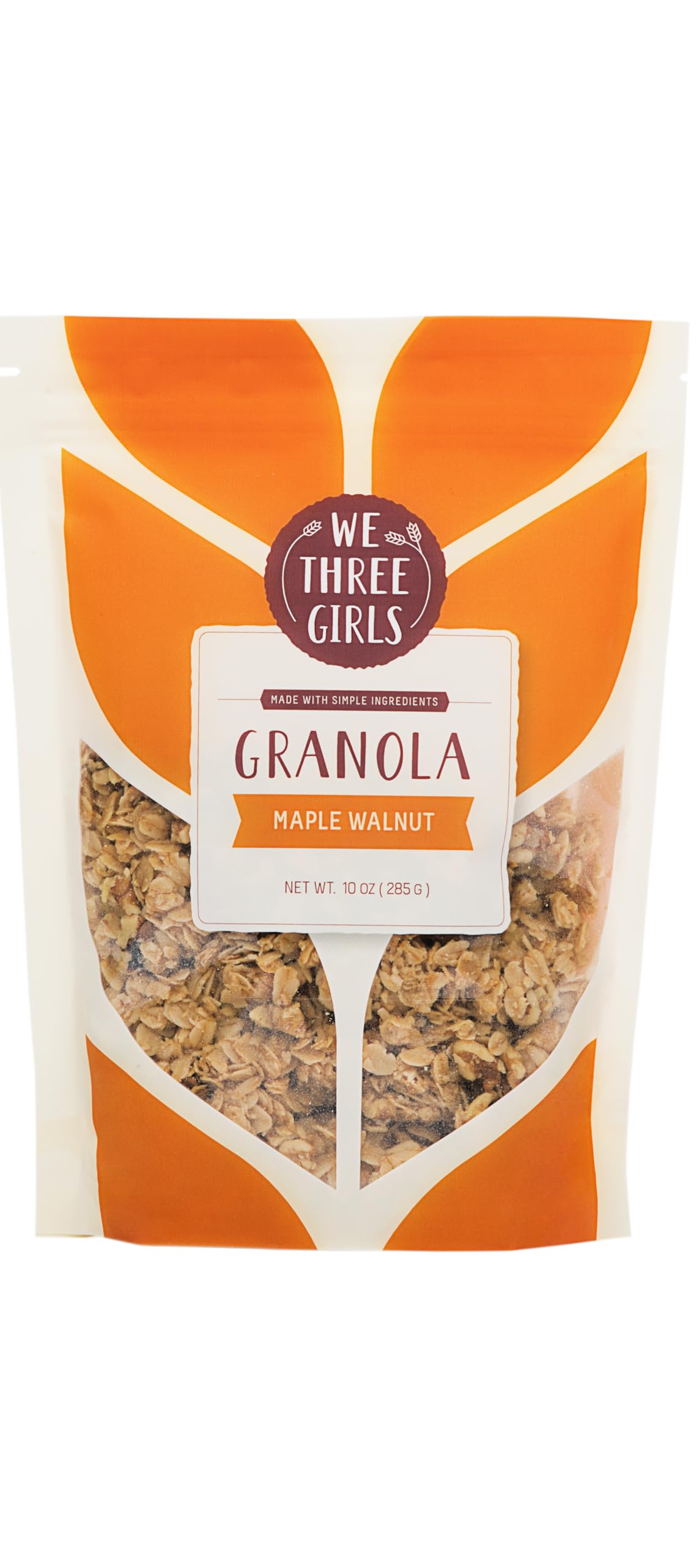 We Three Girls Granola - Maple Walnut (10 Ounce) | Small Batch Vegan Granola | All Natural Gluten Free Snack | Made in USA |