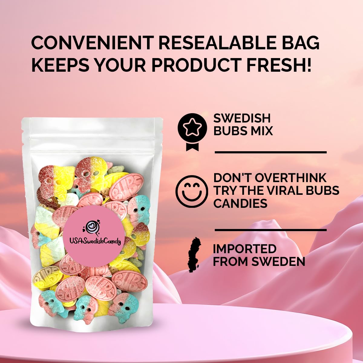 Swedish Candy Mix (1/2 Pound) - Ovals, Skulls, and Tutti Frutti, Sweet and Sour Swedish Gummies - Best Vegan Candy - Bubs Godis From Sweden