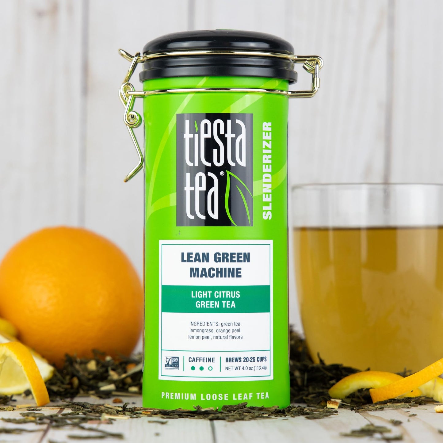 Tiesta Tea - Lean Green Machine, Loose Leaf, Light Citrus Green Tea, Premium Loose Leaf Blend, Medium Caffeinated, Brews Up to 50 Cups, 4 Ounce
