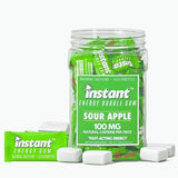 Instant Energy Gum Jar | Sour Apple | 60 Pieces | 100mg Natural Caffeine per Piece | 1 Piece = Energy Drink | Fast Acting + Electrolytes | Sugar Free
