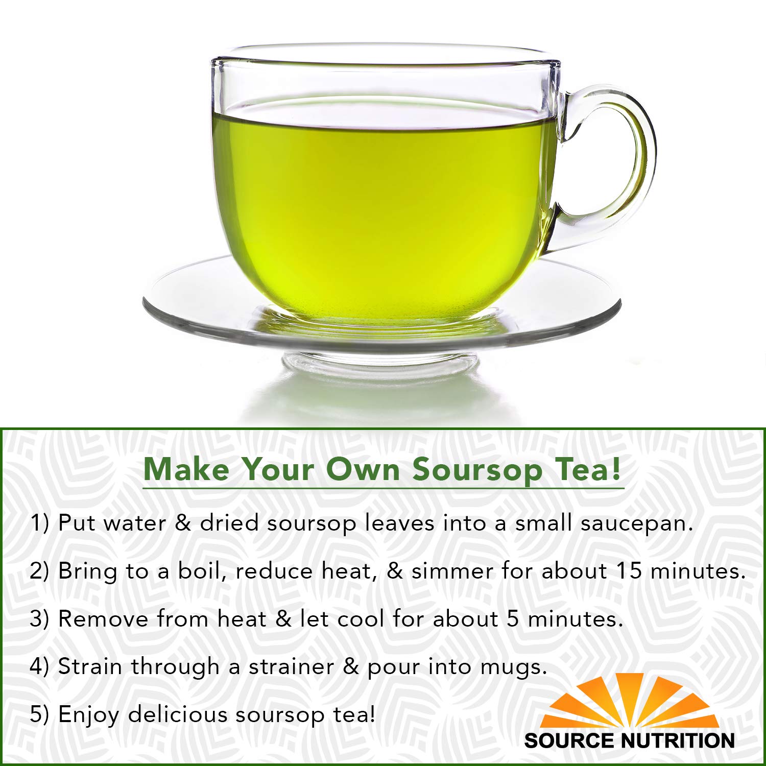 Soursop Leaf Herbal Tea Bags, 30 Count - All-Natural Dried Annona Muricata Leaves, Caffeine-Free Herbal Tea