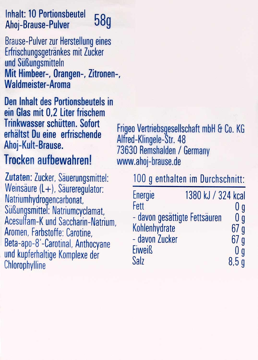 Frigeo Ahoj-Brause Brause-Pulver 10er Pack