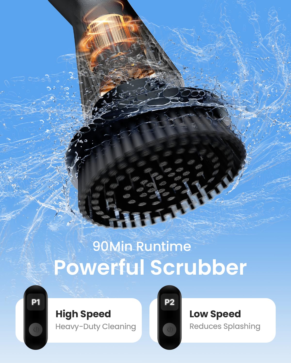 Leebein Electric Spin Scrubber, Cordless Cleaning Brush for Bathroom Shower Tub, IPX7 Waterproof Power Scrubber with 7 Brush Heads, Extendable Long