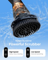 Leebein Electric Spin Scrubber, Cordless Cleaning Brush for Bathroom Shower Tub, IPX7 Waterproof Power Scrubber with 7 Brush Heads, Extendable Long