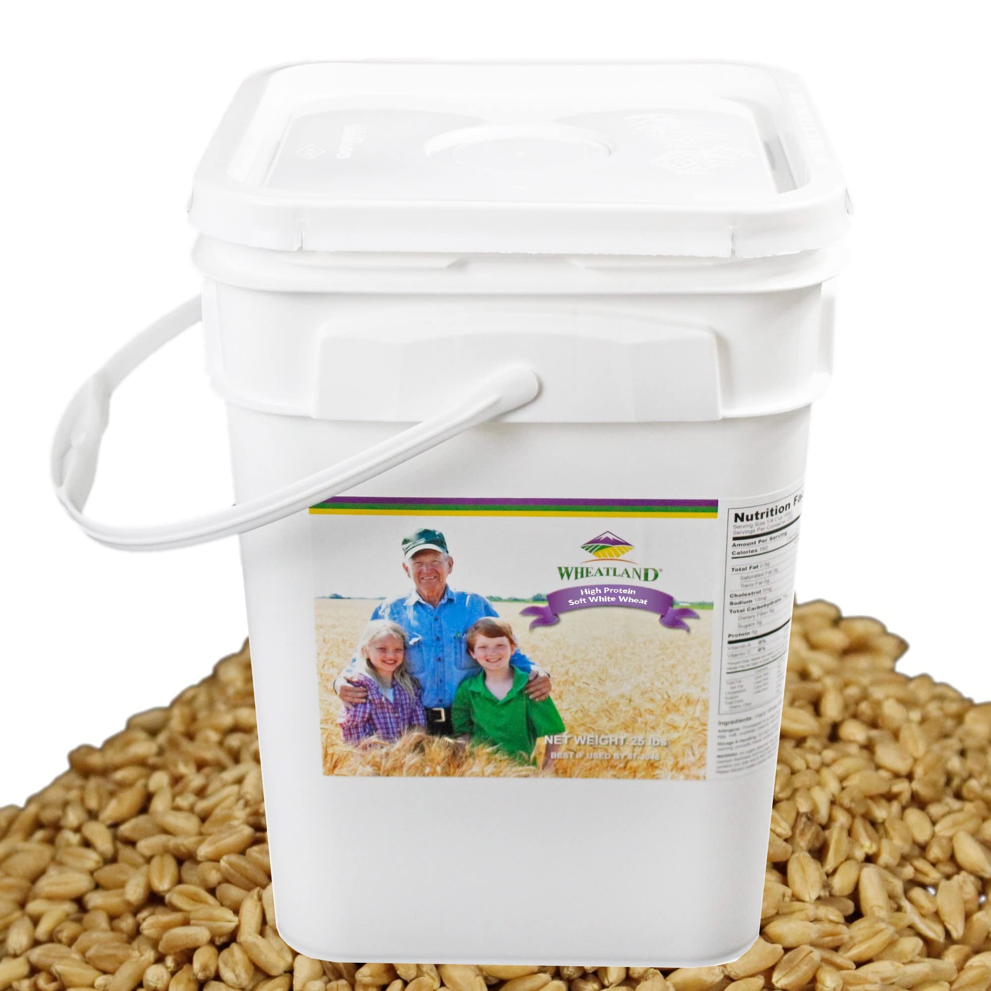 Wheatland™ Soft White Wheat Berries • 23 lbs • Delicious • Healthy Food Option • Farm Fresh • Mylar and Bucket Provide 25 Year Shelf Life • Emergency