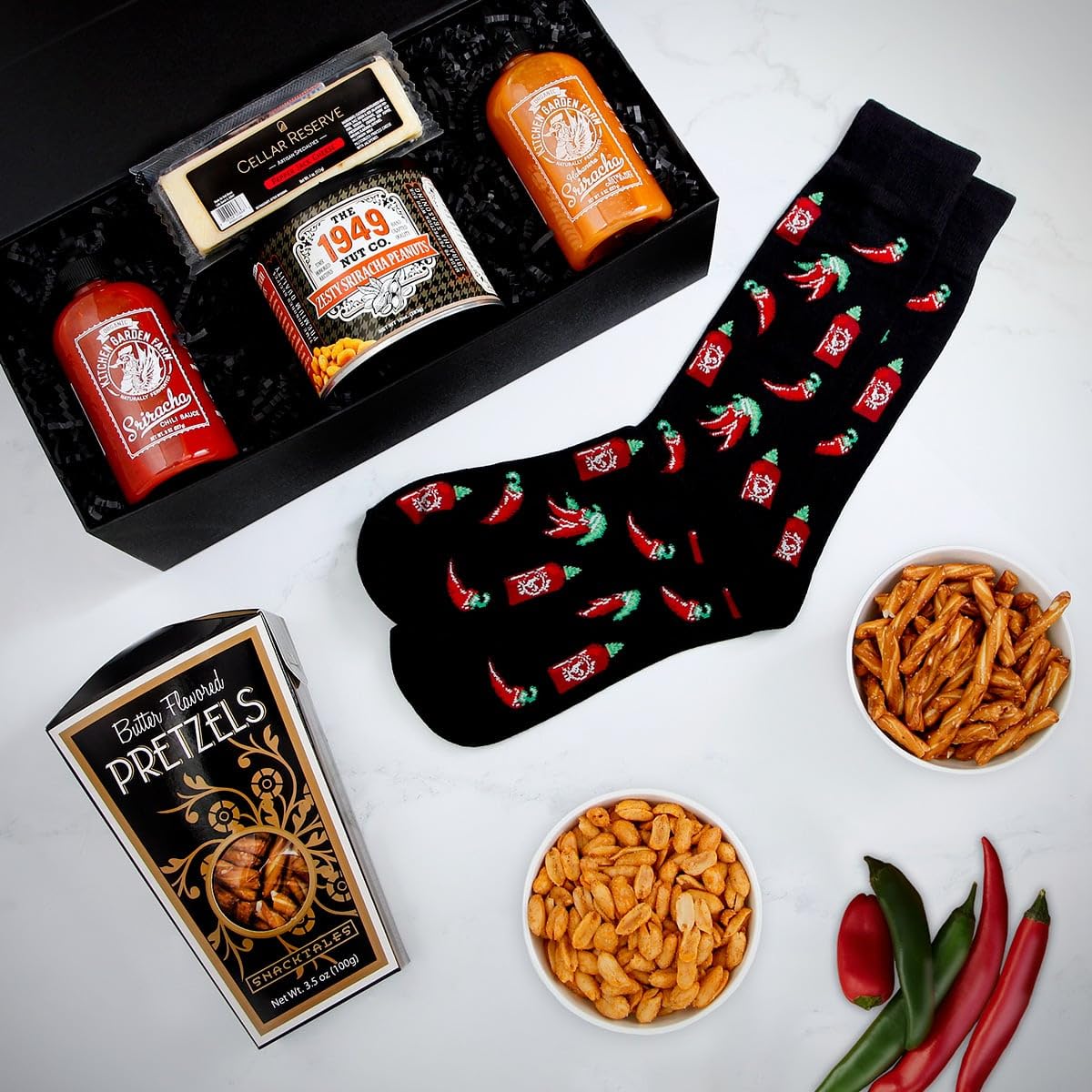 Caliente! Hot Sauce Spicy Snack Basket - Hot Sauce Gift Set