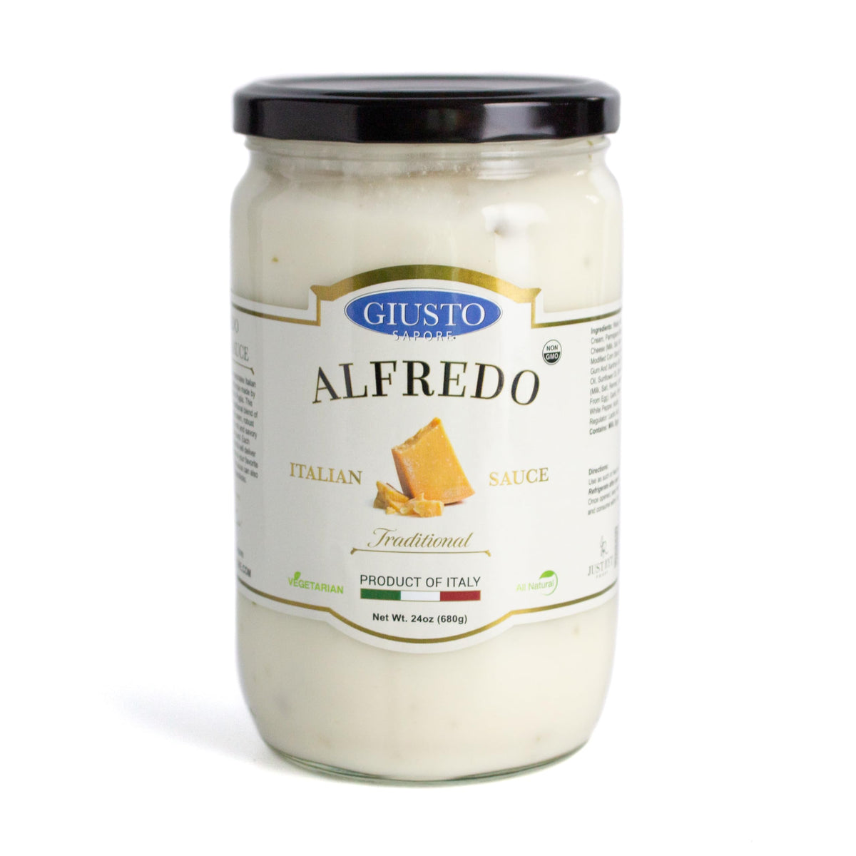 Giusto Sapore Traditional Italian Pasta Sauce 24oz - All Natural Non GMO Italian Premium Gourmet Brand - Made in Italy and Family Owned (Alfredo