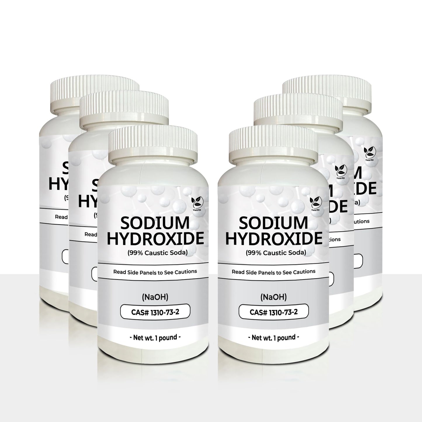 Yield RX Sodium Hydroxide (Caustic Soda) - Ultimate Drain Opener and Cleaner Chemical Solution | Pack of 6
