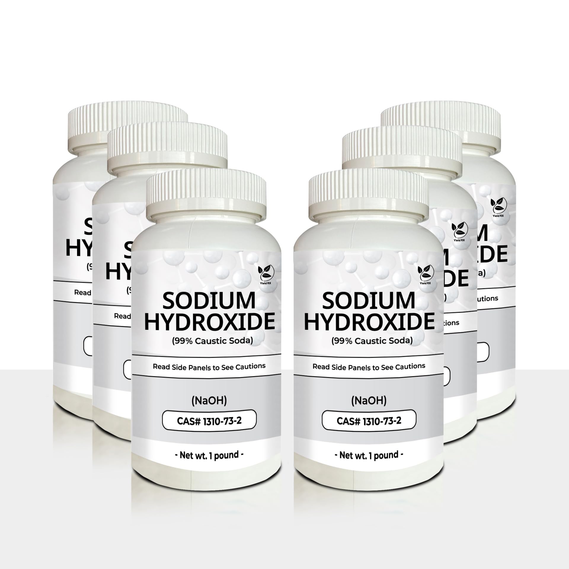 Yield RX Sodium Hydroxide (Caustic Soda) - Ultimate Drain Opener and Cleaner Chemical Solution | Pack of 6