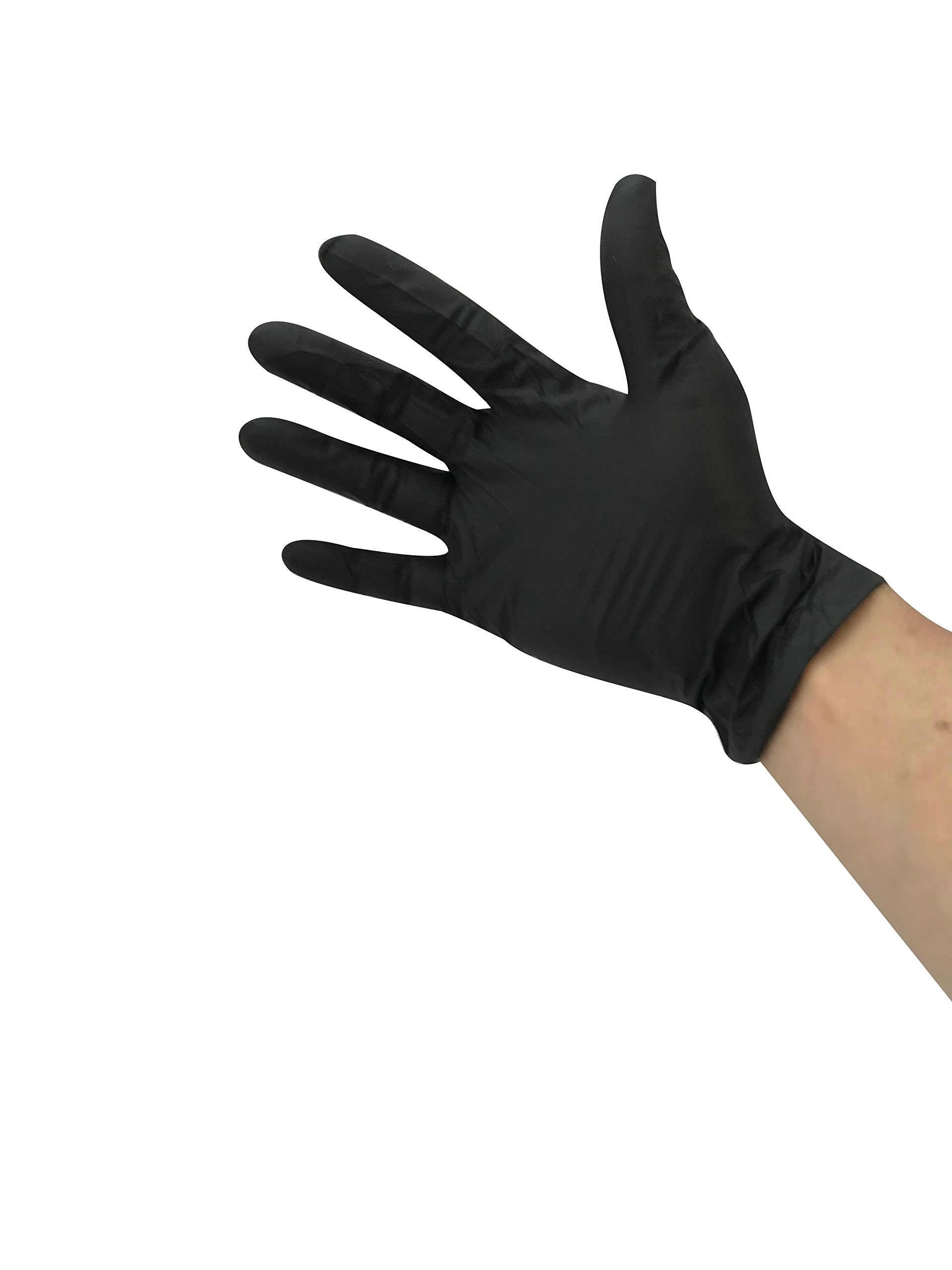 KingSeal UltraBlack X-LARGE Textured Medical Grade Nitrile Gloves, Black, Powder Free, 4 Mils - 4 Boxes of 100 Gloves by Weight (400 Count)