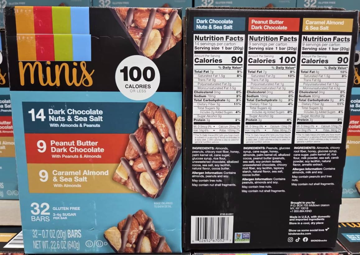 KIND Minis Variety Pack 32 Bar 22.4oz 640g Box (Pack of Two)
