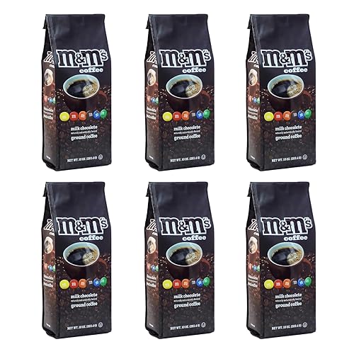 White Coffee M&M Milk Chocolate Flavored Medium Roast Ground Coffee - 10 Ounce (Pack of 6)