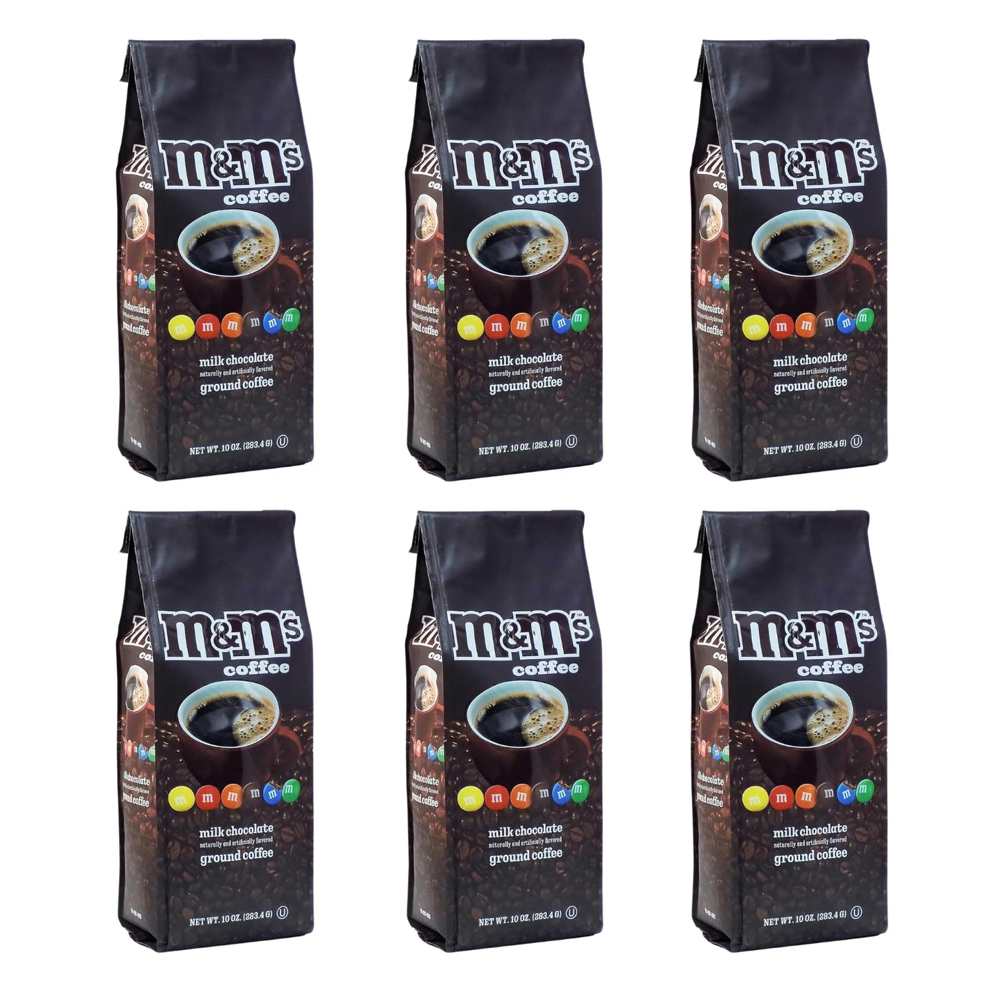 White Coffee M&M Milk Chocolate Flavored Medium Roast Ground Coffee - 10 Ounce (Pack of 6)