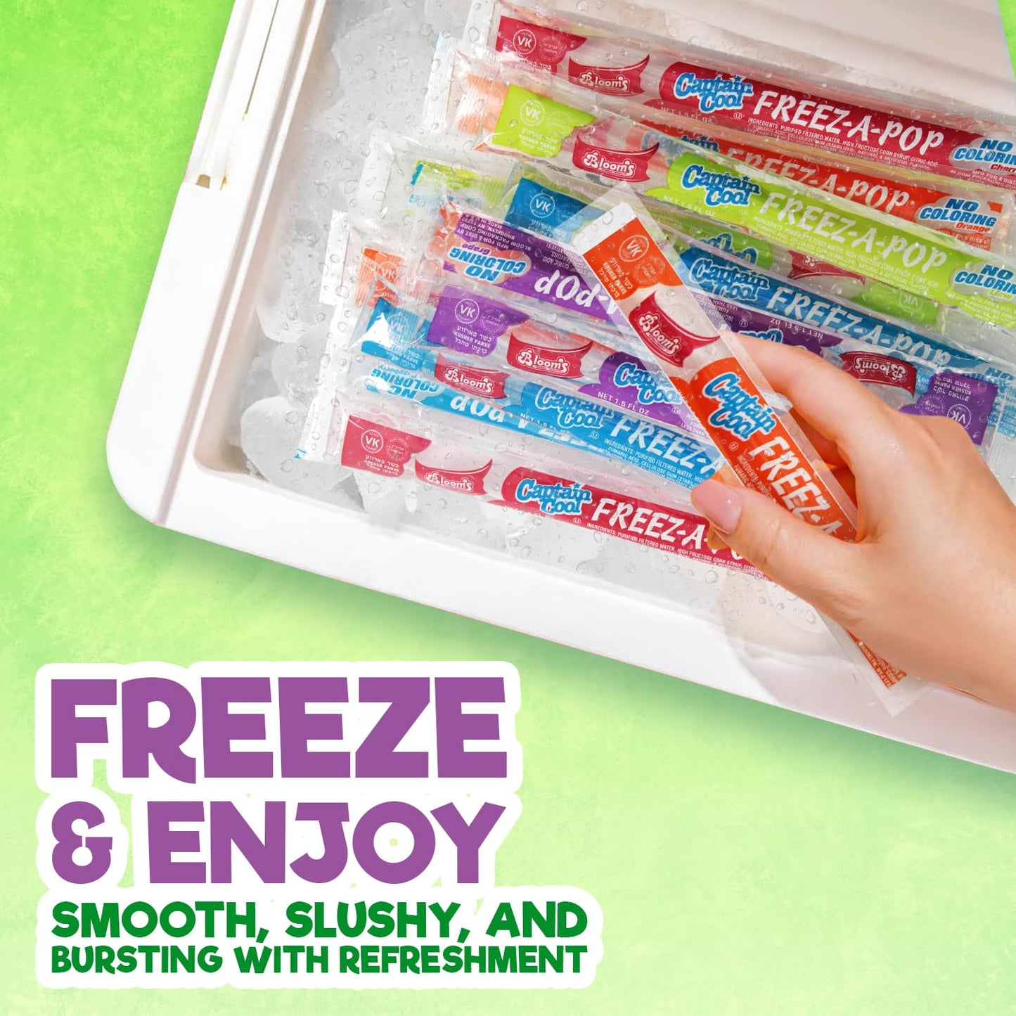 Freeze Pops, 10 Count Ice Pops Bulk Pack of Refreshing Assorted Flavors, Enjoy Dye Free Popsicles Frozen and Ready Anytime, Bright, Fruity and Fun