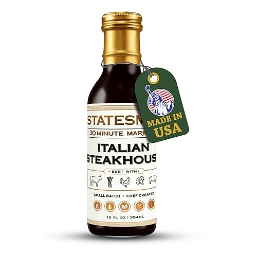 Statesmen Italian Steakhouse 30 Minute Marinade, 12 oz - Gluten-Free, Vegan, Lactose-Free Italian Herb Marinade for Chicken, Steak, Pork & Vegetables