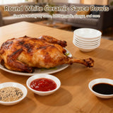 50 PCS Round Ceramic Sauce Bowls, 2.9 x 1 in Ceramic Dipping Sauce Cups, Small Seasoning Dish Sauces Container, Prep Appetizer Plate, Condiment Holder