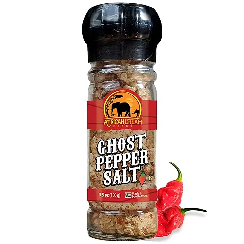 Ghost Pepper Salt Seasoning by African Dream Foods | Spicy Chili Salt with only Natural Hot Ghost Peppers & Sea Salt | Ideal for Meat, Chicken