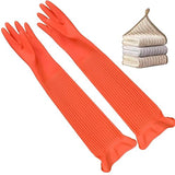 Vsootal 3 Pairs Household Extra Long Kitchen Gloves for Washing Dishes?20.05inches Rubber Cleaning Gloves?Reusable Latex Living Wash Gloves?Long