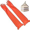Vsootal 3 Pairs Household Extra Long Kitchen Gloves for Washing Dishes?20.05inches Rubber Cleaning Gloves?Reusable Latex Living Wash Gloves?Long