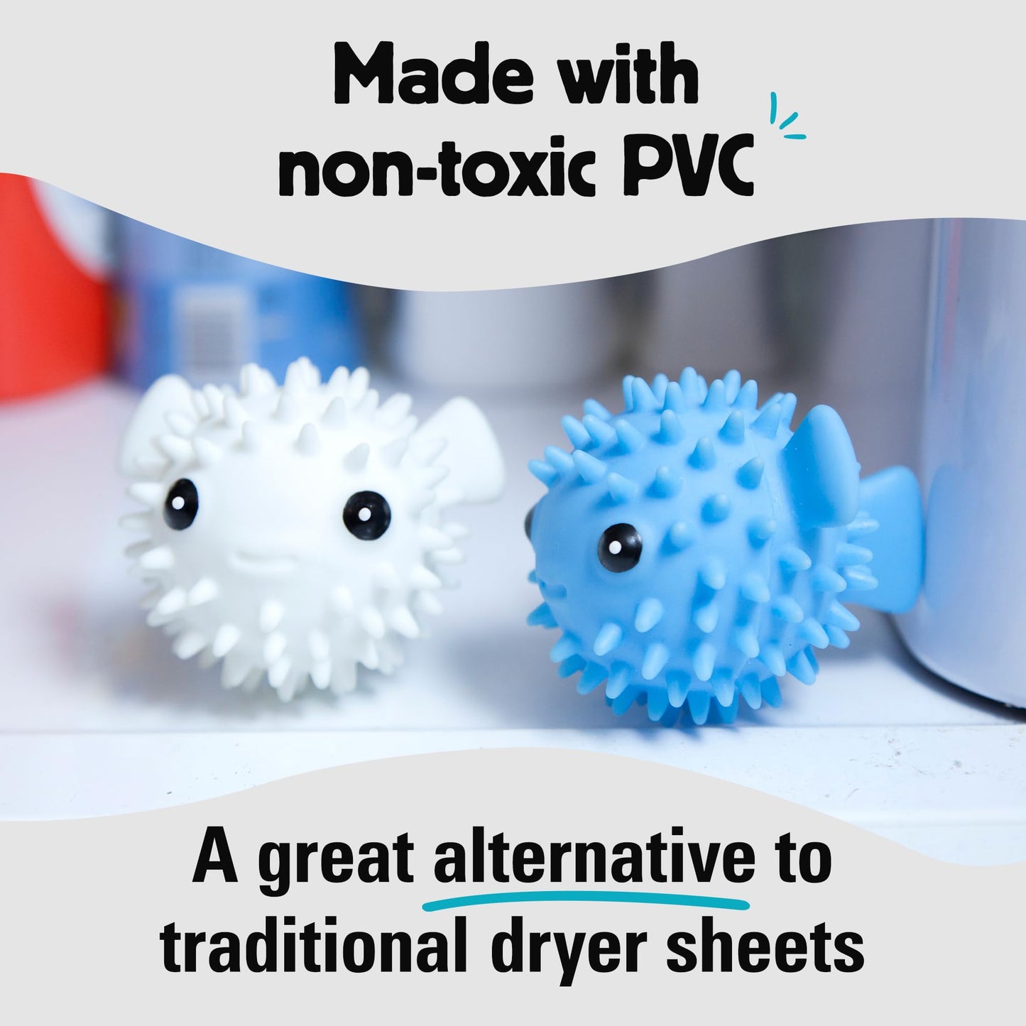 Kikkerland Set of Two Reusable Dryer Buddies for Laundry - Fabric Softener Dryer Balls - Control Static, Remove Wrinkles, Dry Clothes Faster, Puffer