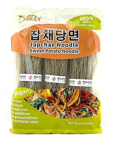 APEXY Sweet Potato Glass Noodles, Japchae Noodles, Korean Vermicelli Pasta, Fat-free and Gluten-free, 100% Sweet Potato Starch, No Additive, No Alum