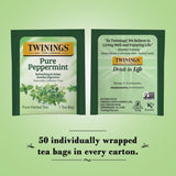 Twinings Pure Peppermint Tea - Naturally Caffeine Free, Refreshing Mint Herbal Tea Bags Individually Wrapped, 50 Count