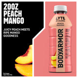 BODYARMOR LYTE, Peach Mango, Electrolyte Drink, 25 Calories, 20 Fl Oz Bottles (6 Pack), Coconut Water Sports Drink, Natural Flavor & B Vitamins