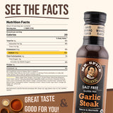 Mr. Spice Organic Garlic Steak Sauce, Salt Free Steak Sauce and Marinade, Gluten Free, Low Sodium Sauces and Marinades, Grill & Air Fryer, No Salt