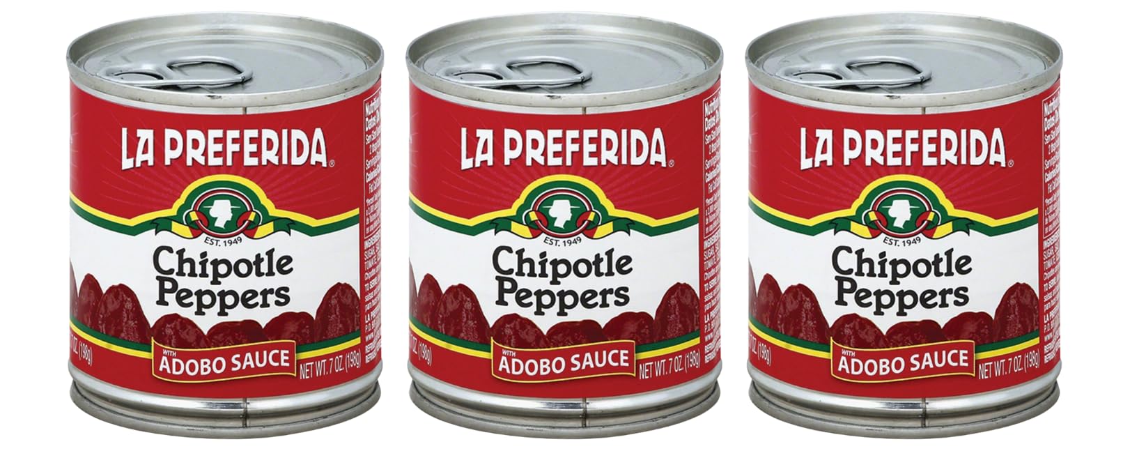 La Preferida Whole Chipotle Peppers, Hot, 7 OZ (Pack of 3)