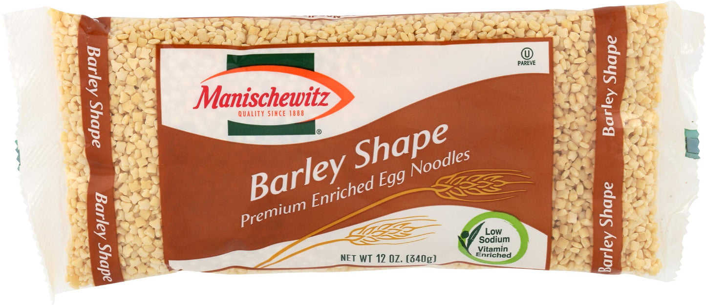 Manischewitz Barley Shaped Enriched Egg Noodles, 12 OZ (Pack of 12) Makes a Great Homestyle Farfel, No Preservatives, Low Sodium