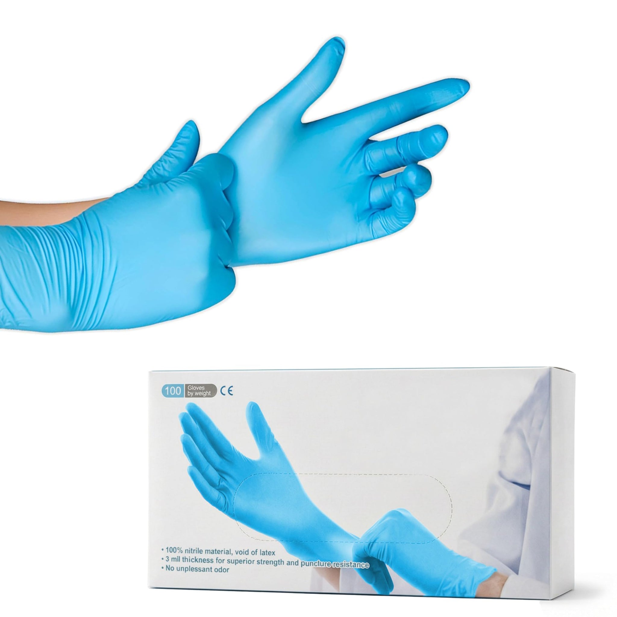 VOS Disposable Gloves| Heavy Duty | Powder Free | Latex Free Rubber | 1000 Count Box |food Safe (10 boxes of 100, X-Large)