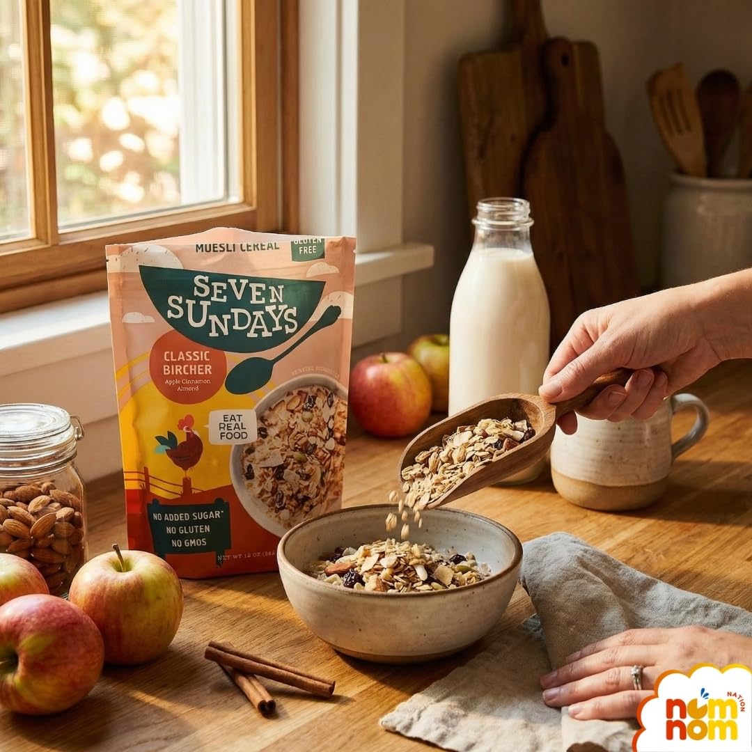 Seven Sundays Classic Bircher Apple Cinnamon Almond Muesli Cereal - 12 Oz Pouch - Pack of 1 - Seven Sundays Muesli Cereal Breakfast for morning