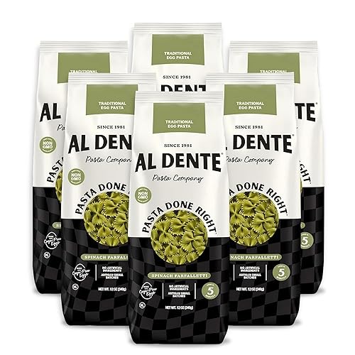 Al Dente Spinach Farfalletti - All-Natural, Hand-Crafted Spinach Egg Pasta. Traditional Pasta Noodles Made With Cage-Free Eggs & Durum Wheat, Great