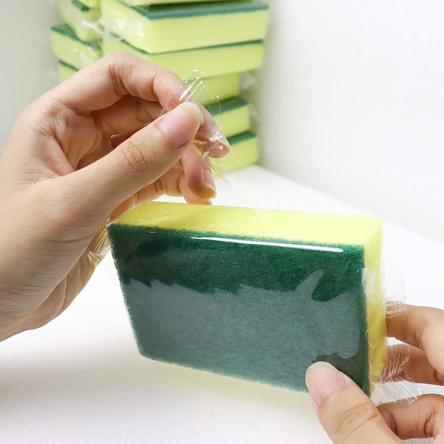 GWZiehory 30 Pack Kitchen Sponges Individually Wrapped, Non-Scratch Scouring Pads Bulk Scrub Sponges for Cleaning Kitchen and Household, Car, Dish