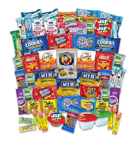 Snacks Variety Pack for Adults Kids Students - 60 Count Sweet and Salty - Inmates Soldiers Men Women - Camp Care Package Gift Basket - College Treats