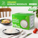 Soeos Organic Konjac Noodles, Angel Hair Pasta, 9.5 oz (270g)*6 Pack, Low Calorie, Low Carb, Keto and Paleo Friendly Shirataki Noodle, Gluten-Free