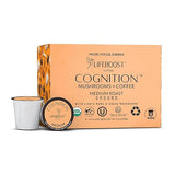 Lifeboost Cognition Mushroom Coffee Pods - Organic Low Acid K-Cups with Lion’s Mane & Chaga Adaptogens - Nootropic Coffee for Energy, Focus & Immune