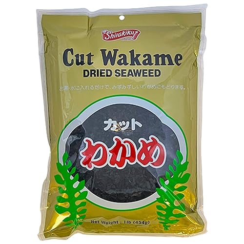 Shirakiku Cut Wakame Dried Seaweed - Dry Seaweed, Sea Kelp - Fresh Vegetables and Seaweed Chips for Miso Soup, Ramen, and Sushi - Pre-Cut, Resealable
