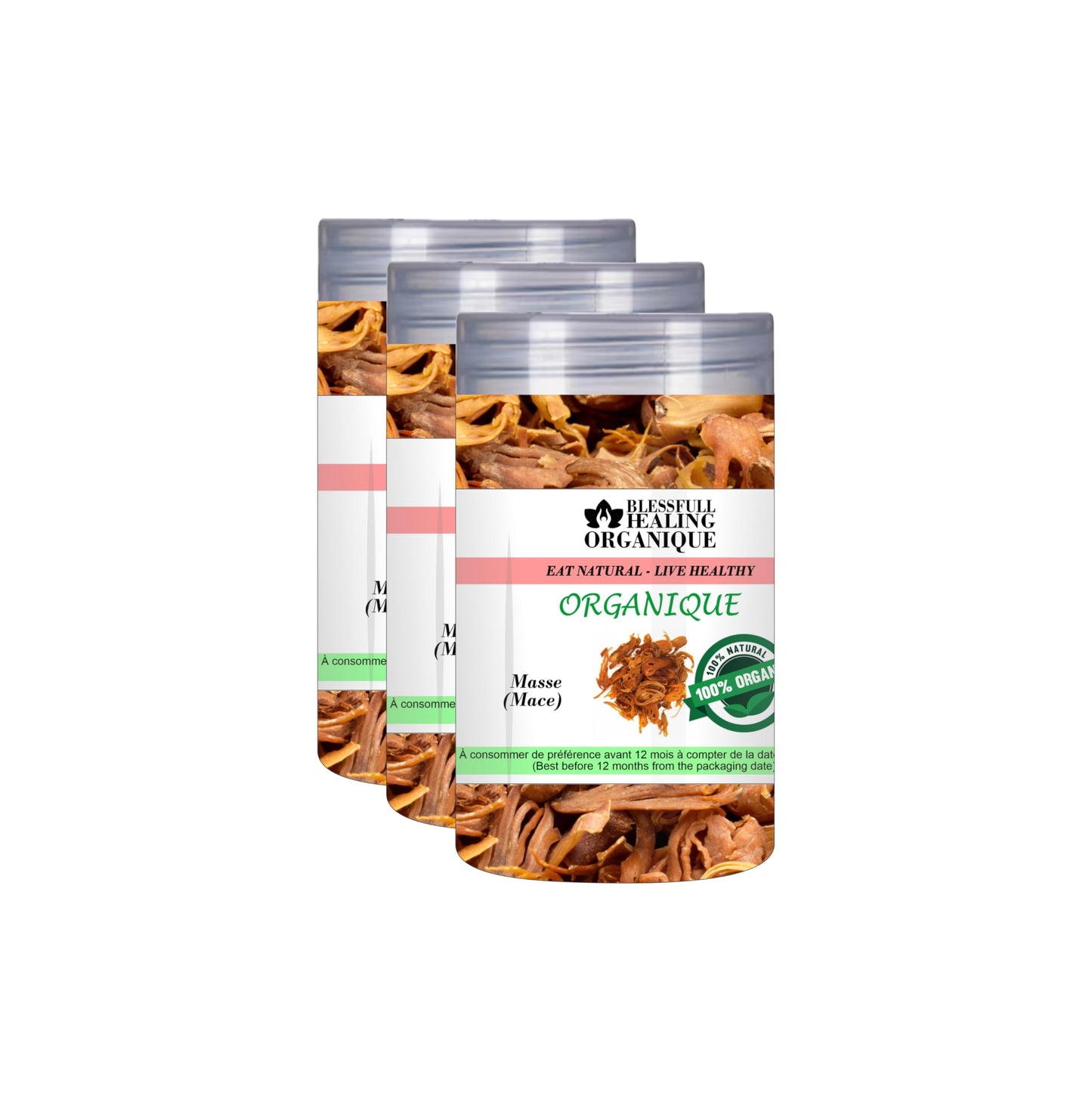 Blessfull Healing Organic Mace 50 Gram (1.76 oz) Each (Pack Of 3) = 150 Grams, Vegan