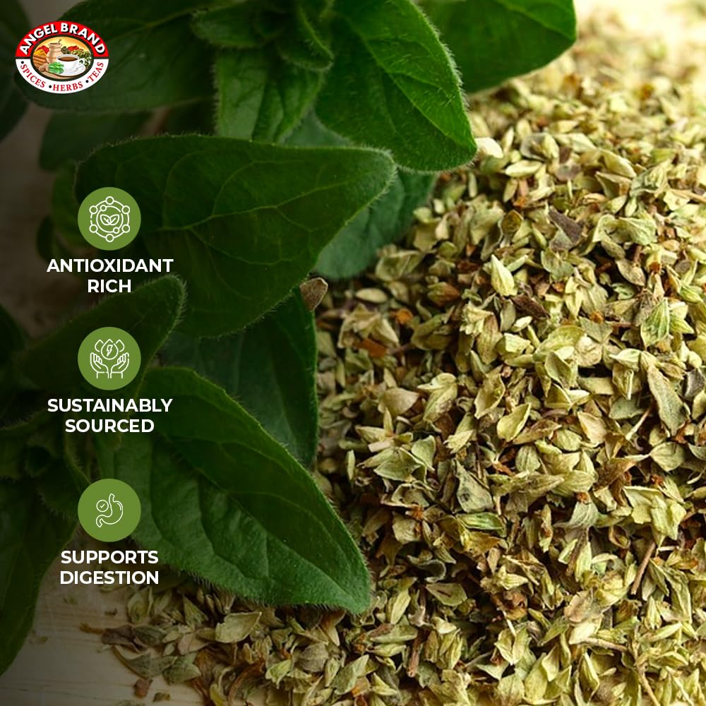 Angel Brand Dried Oregano Leaves 4.5 oz Bottle - Premium Oregano Spice for Cooking, Seasoning, and Flavoring - Perfect for Italian and Mediterranean